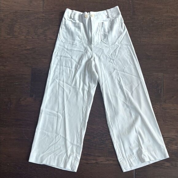 Sailor Wide-Leg Cropped White Pants Size XSMALL - Picture 1 of 6